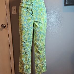 Talbots Vibrant Paisley Straight Leg Pants